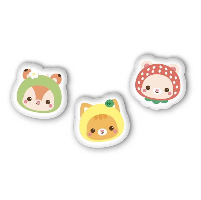 Set di cancelleria per bambini con quaderni, post-it, gomme, evidenziatori e adesivi, il tutto in tenero stile kawaii
